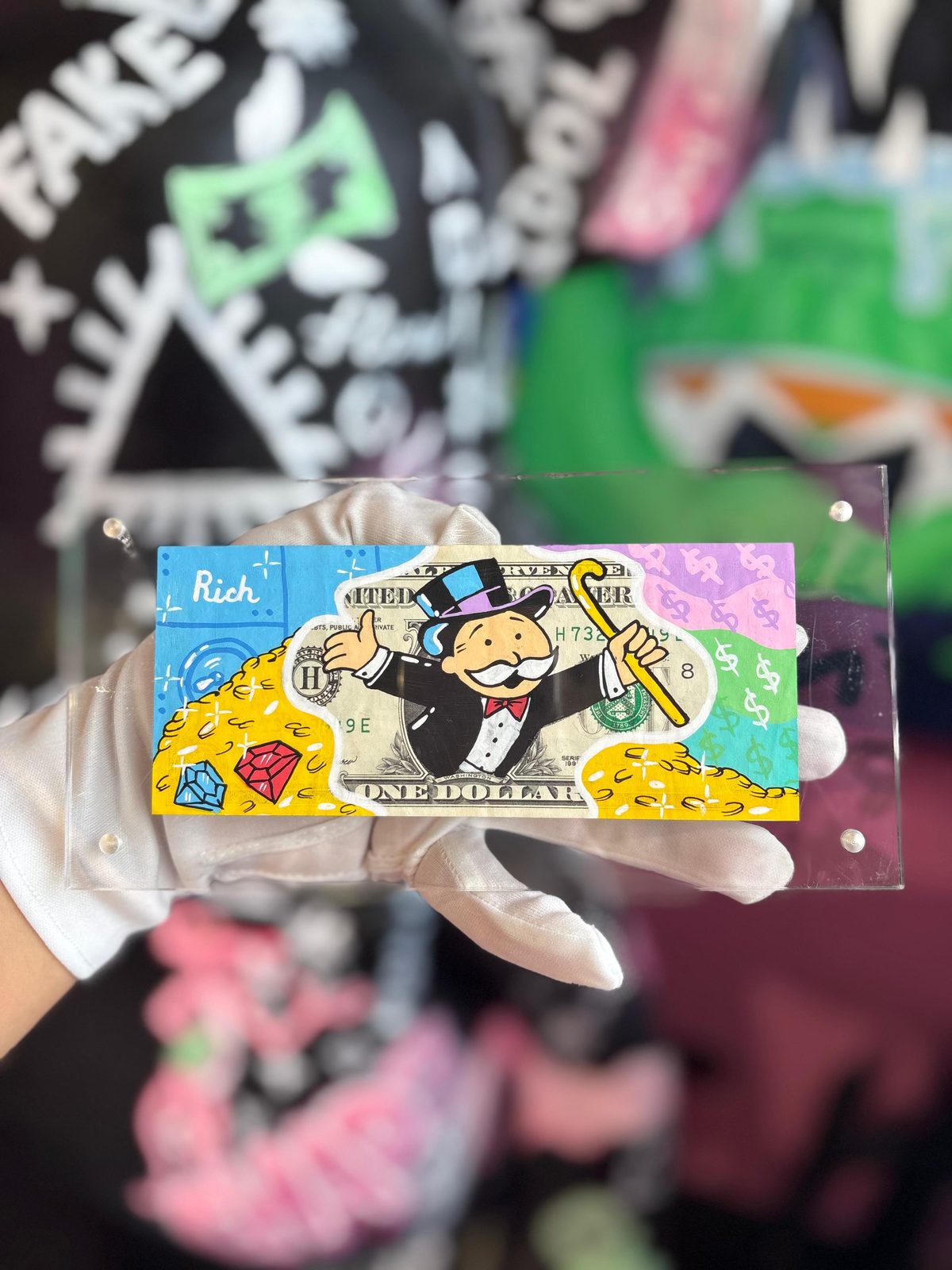 Dólar pintado a mano Rich · Monopoly Rich Life · Saint Gallery Ibiza