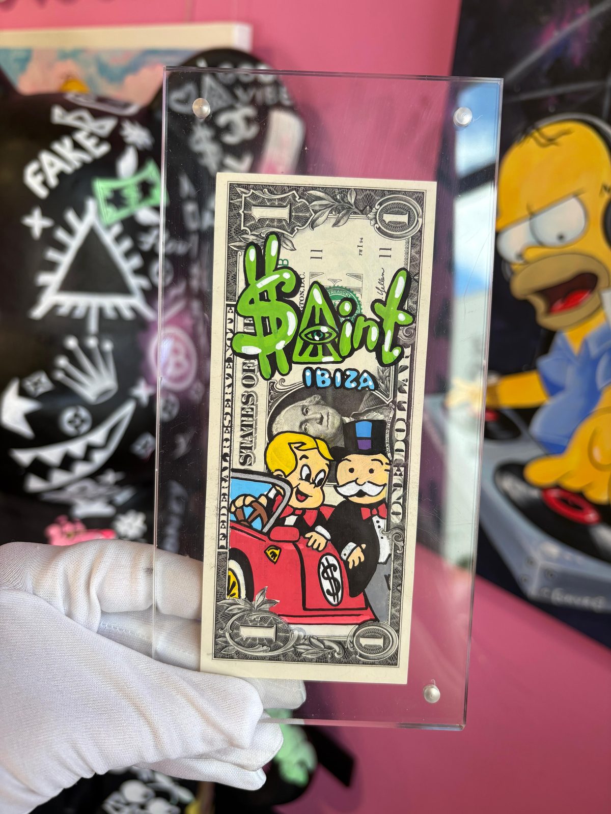 Dólar pintado a mano $aint Ibiza Ride · Monopoly Rich Life · Saint Gallery Ibiza