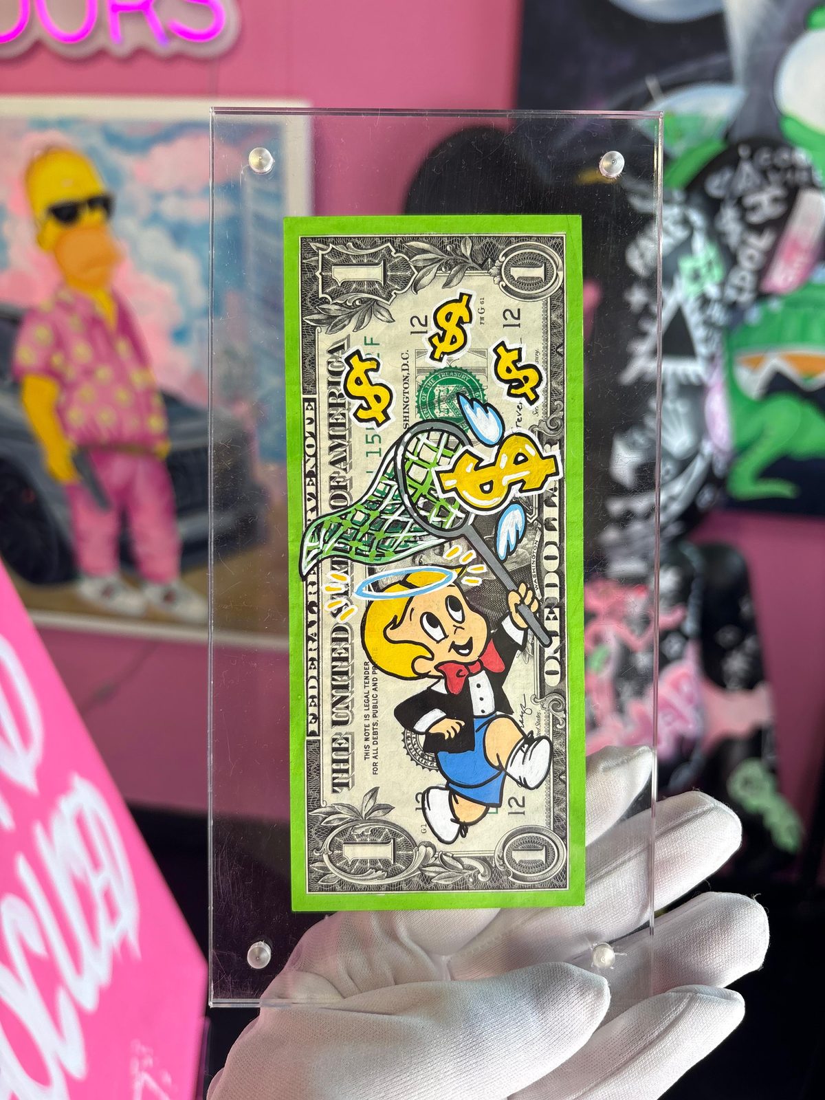 Dólar pintado a mano Money Rain · Monopoly Rich Life · Saint Gallery Ibiza