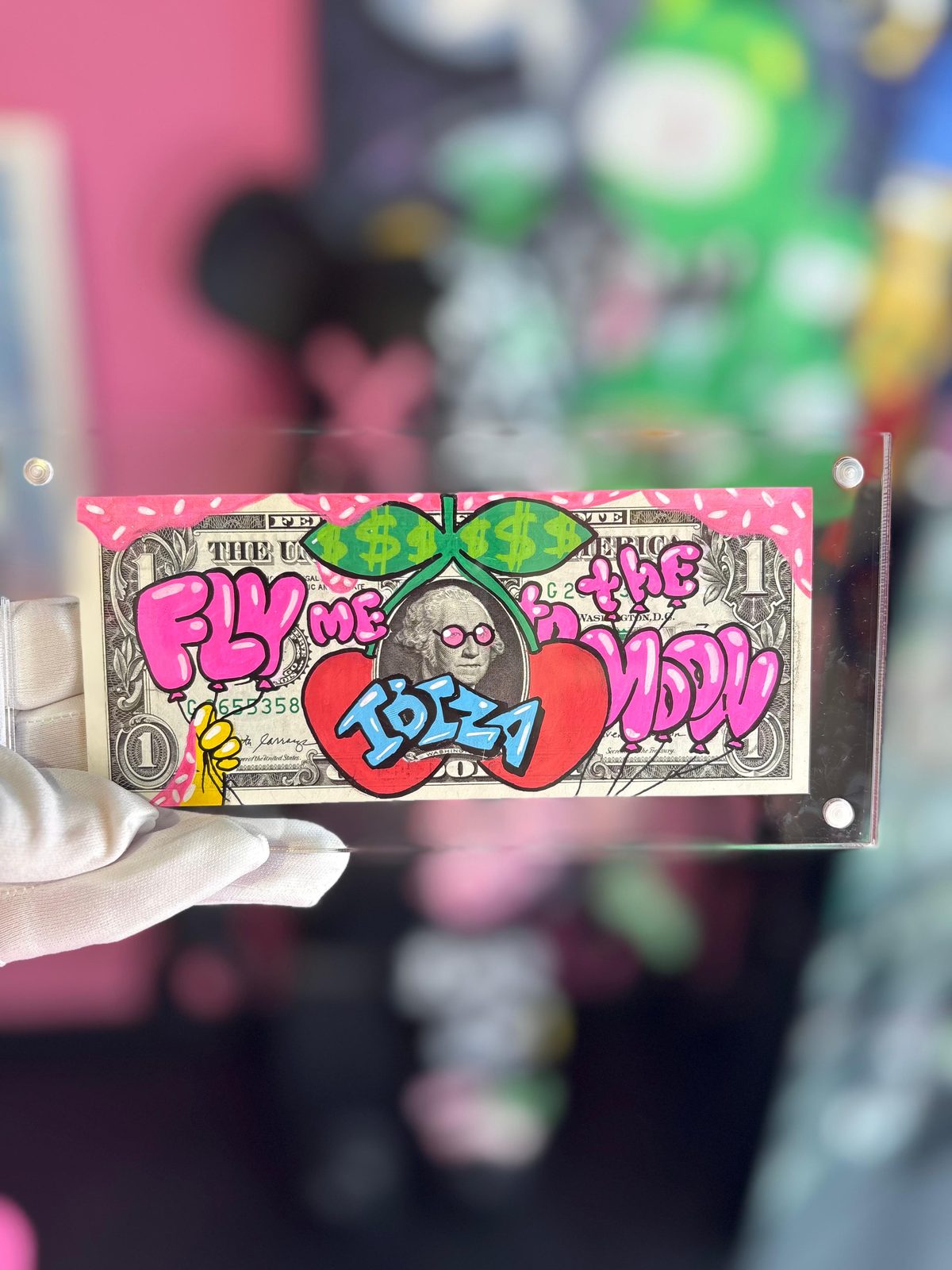 Dólar pintado a mano Fly Me to Ibiza · Party Ibiza Life · Saint Gallery Ibiza