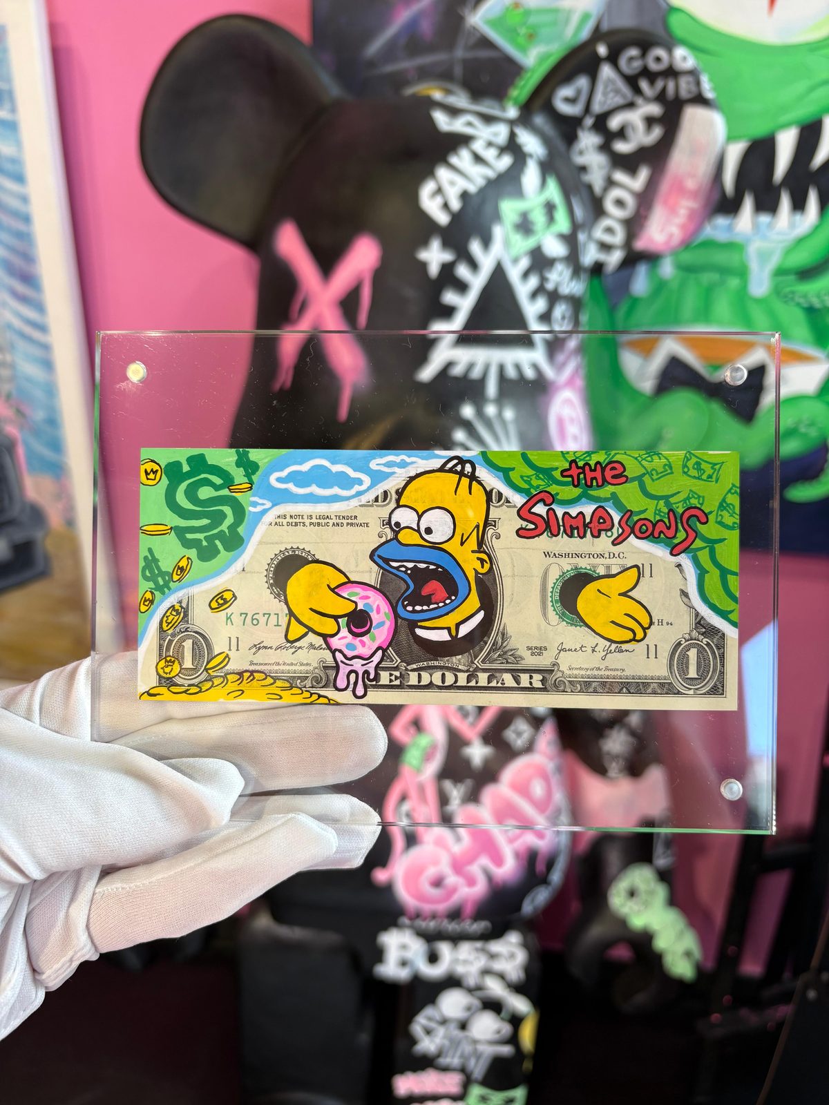 Dólar pintado a mano The Simpsons · Green · Simpsons Vice · Saint Gallery Ibiza